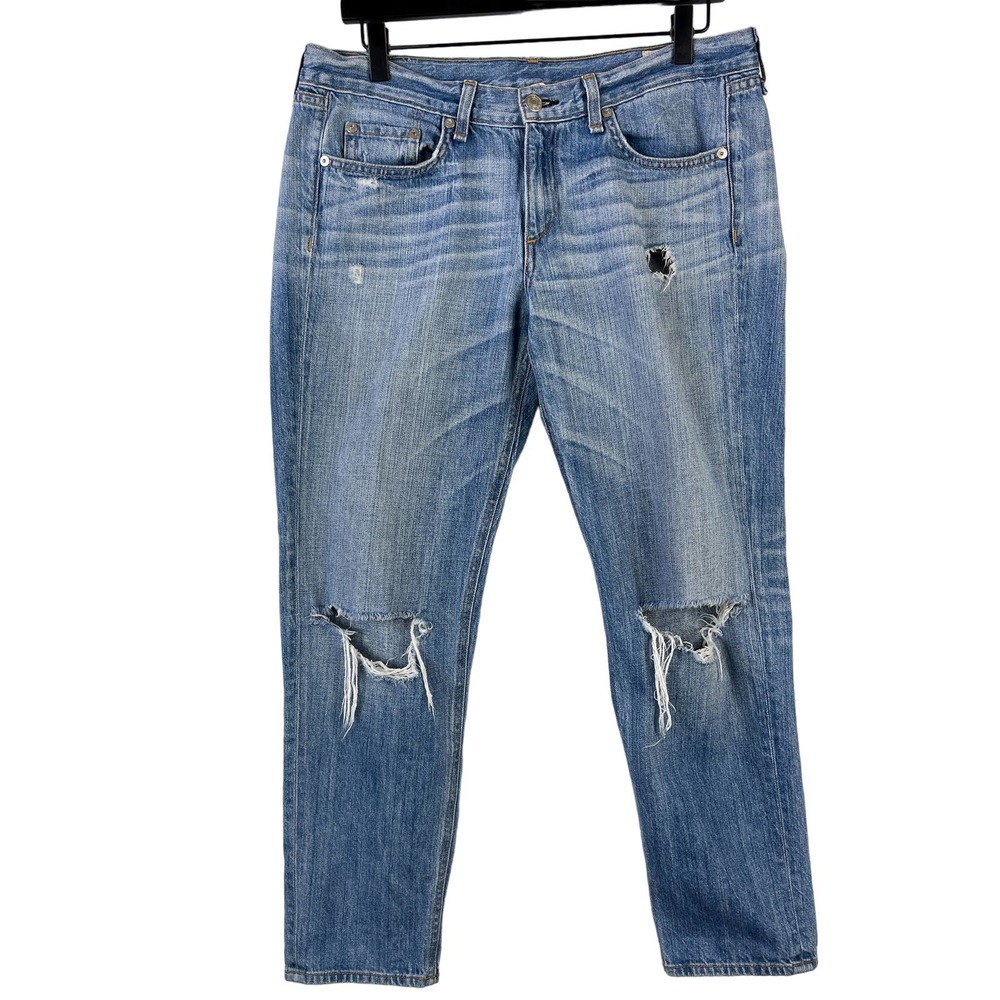 Rag & Bone Womens (27) Jeans Mid-Rise Boyfriend Jeans Cotton Distressed